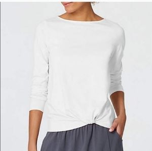 J. Jill Pure Jill White Soft Knot Long Sleeve Top Size M